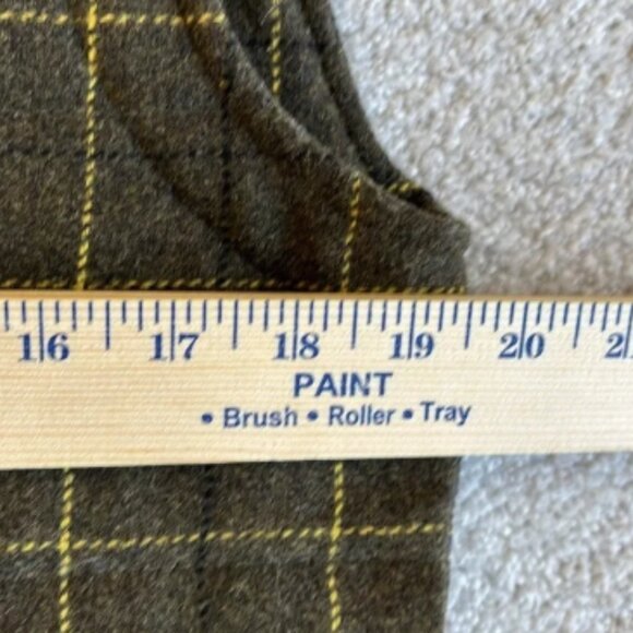 Rare Taylor Stitch Vertical Olive Green Plaid Wool Quilted Full Zip Vest Mens 38 - Picture 6 of 10